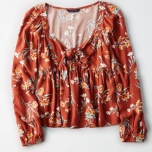 NWT American Eagle Tie Front Blouse